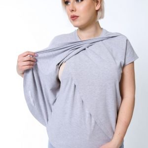 T-shirt ciążowy i do karmienia organic - szary - Błogosławiona